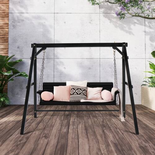 Alt View 10. Winado - 5FT Wooden Porch Swing Frame Only A-Frame Porch Swing Stand w/ Stability Bar, Wood Swing Hanger for Outdoor Garden Patio - Black.