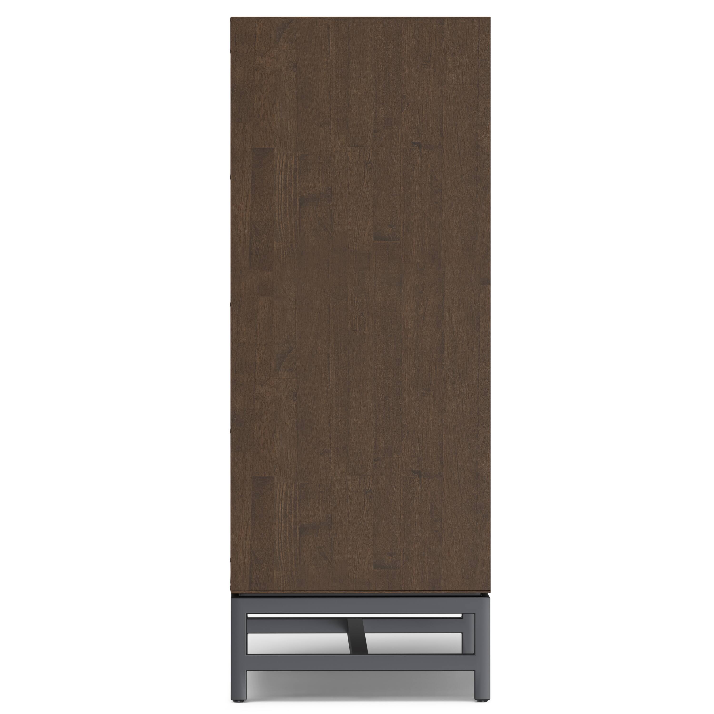 Alt View 2. Simpli Home - Banting SOLID HARDWOOD Modern Industrial 32 inch Wide Bar Cabinet in Walnut Brown - Walnut Brown.