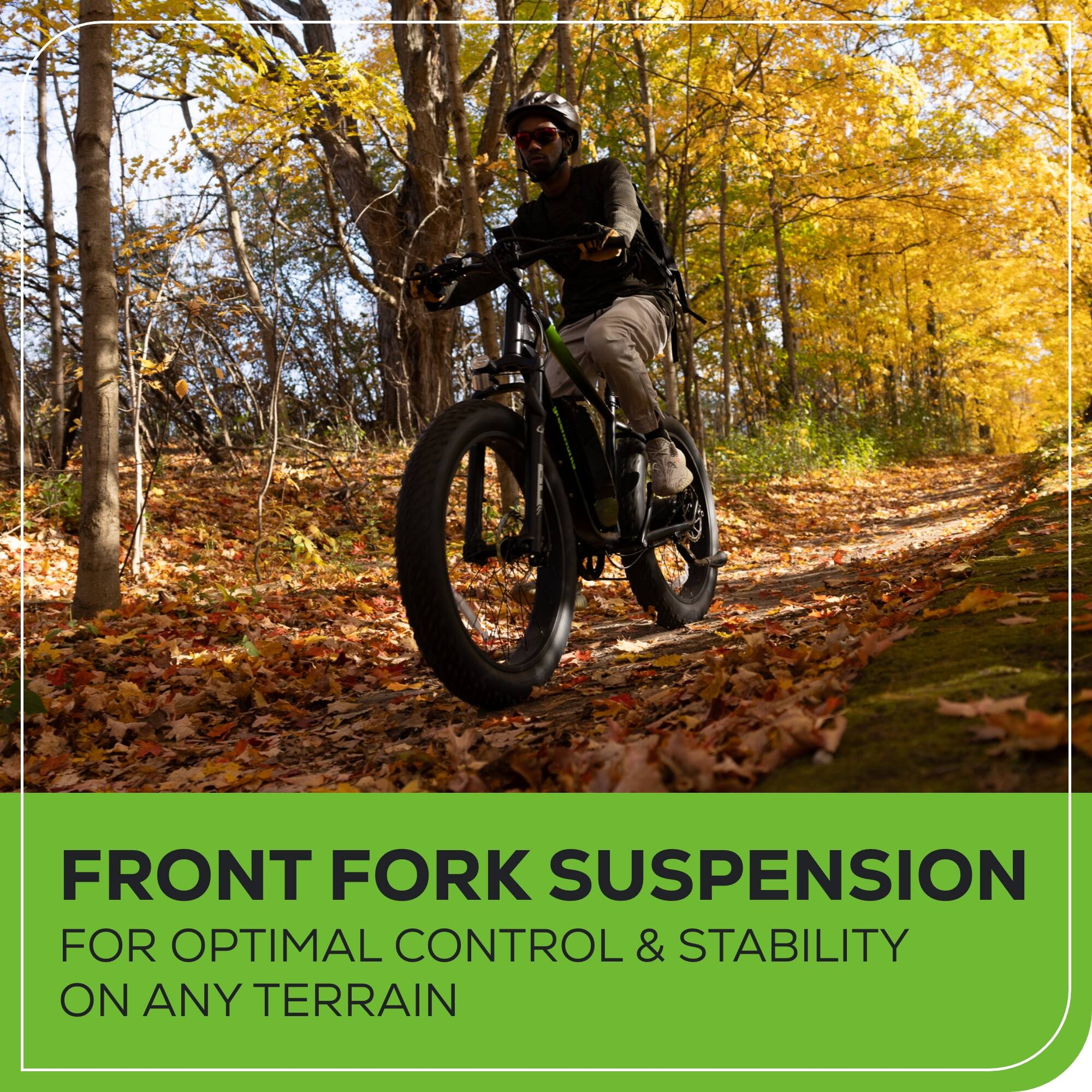 Back. Greenworks - Greenworks 60V 26" Fat Tire Electric Bicycle, Max 20mph Adjustable 7 Speed Mountain Bike for Adult, Teen - Green.