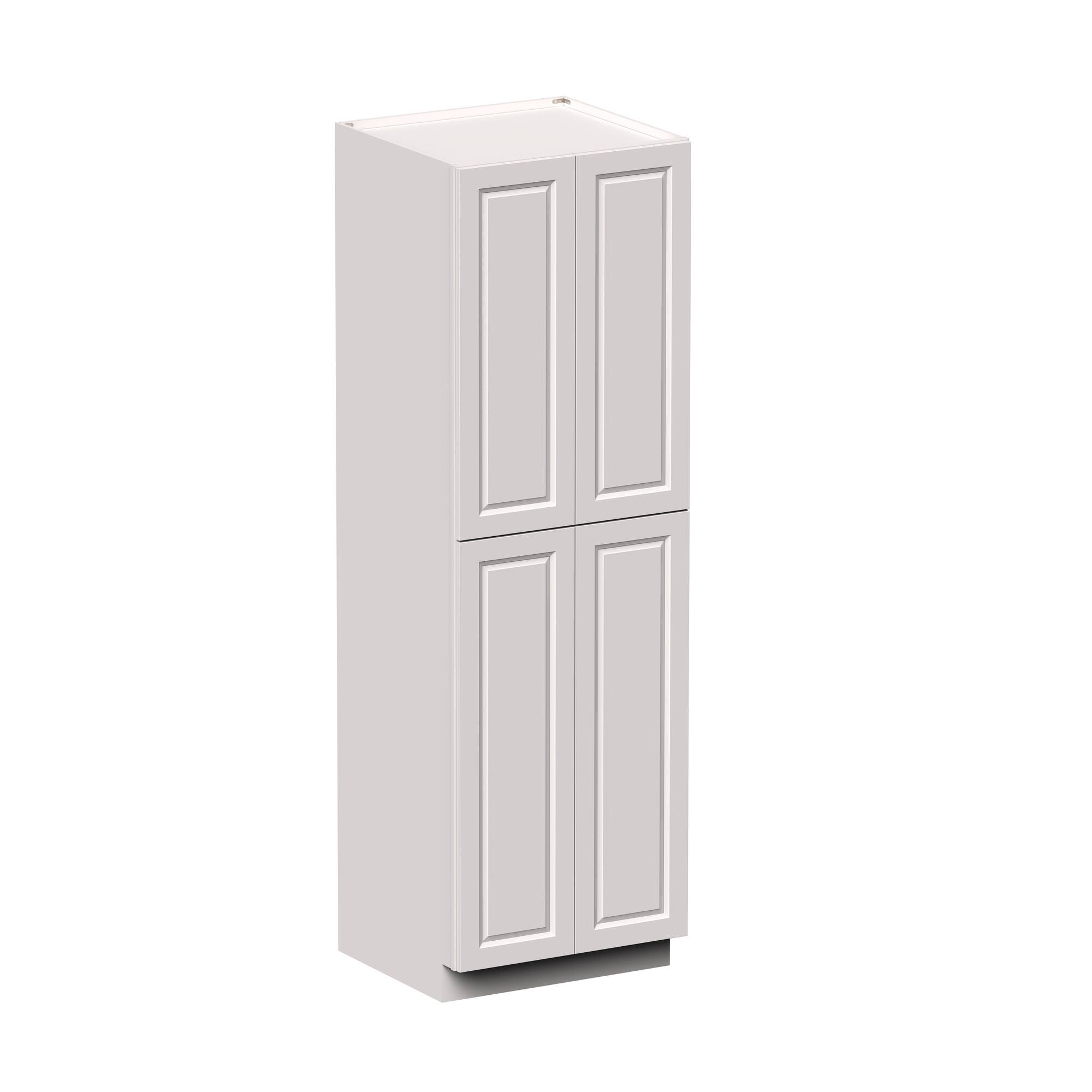Angle. Boyel Living - 30-in W x 96-in H x 27-in D Shaker RTA Kitchen Pantry Cabinet with Soft-Close Doors - Glacier White.