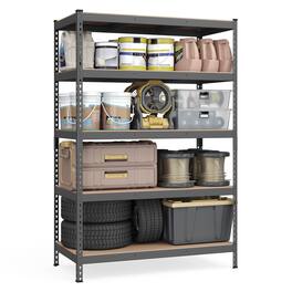 Songmics Home - 5-Tier Storage Shelves, Load 2310 lb, Garage Storage, Boltless Assembly, Adjustable Shelving Unit - Gray and Natural Beige