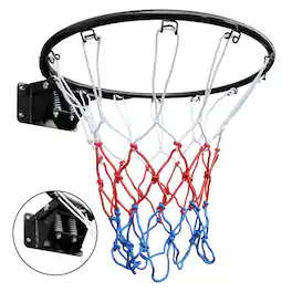 APRILSOUL - Basketball Double Spring Rim 18 Steel Indoor Outdoor - Black