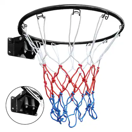 Front. APRILSOUL - Basketball Double Spring Rim 18 Steel Black Indoor Outdoor - Black.