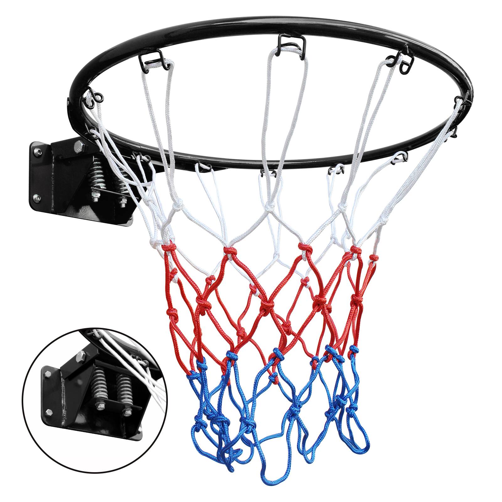 Front. APRILSOUL - Basketball Double Spring Rim 18 Steel Black Indoor Outdoor - Black.