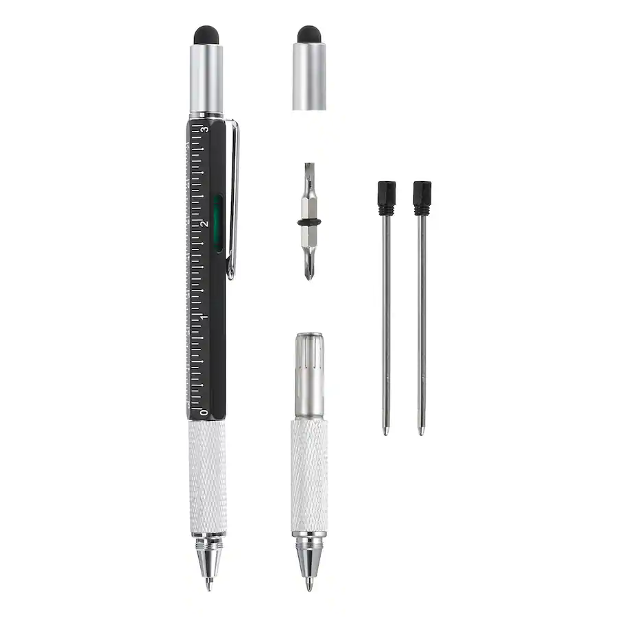 Unique Bargains 6 in 1 Metal Multitool Tech Pen with Ballpoint, Ruler ...