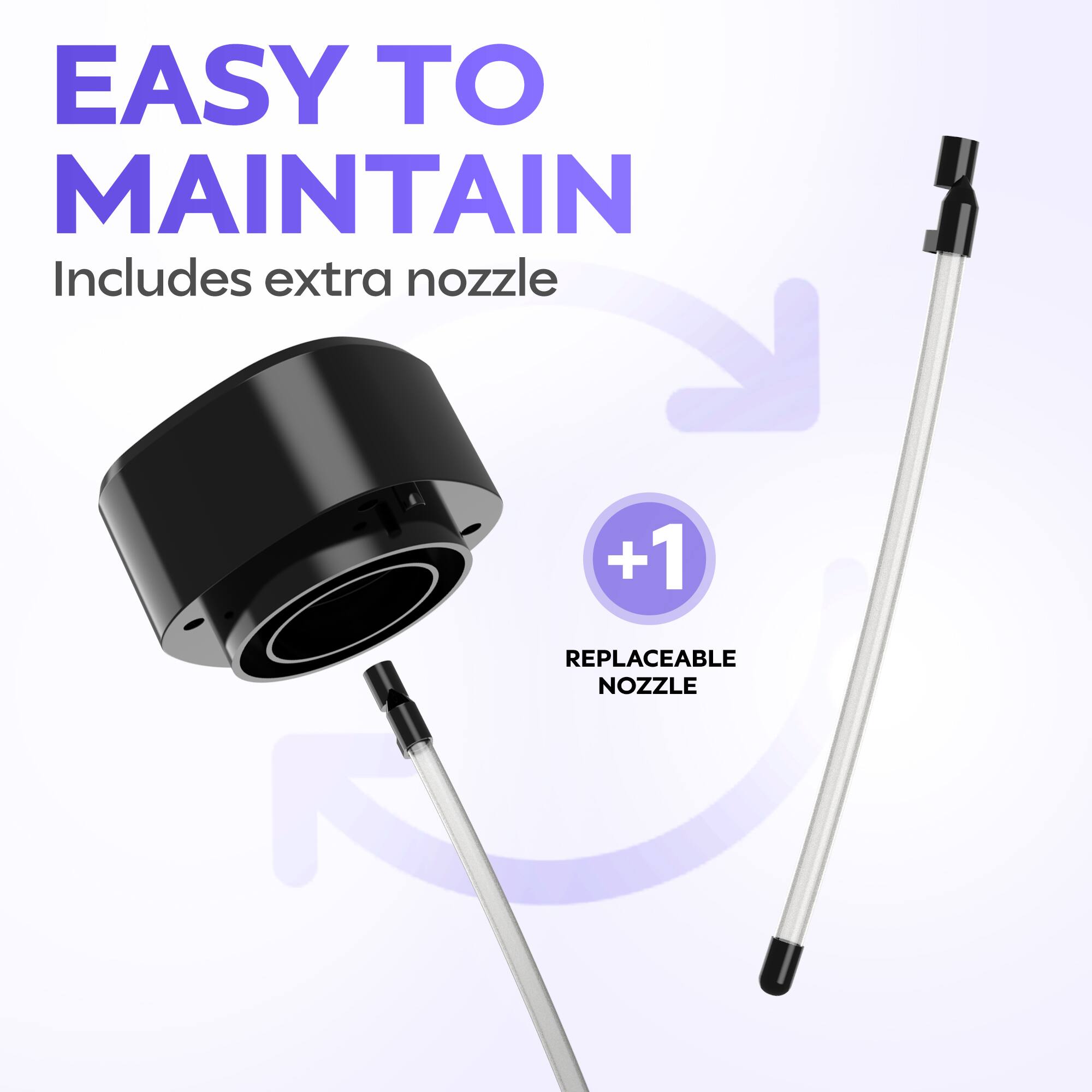 EASY TO MAINTAIN  
Includes extra nozzle  
+1 REPLACEABLE NOZZLE