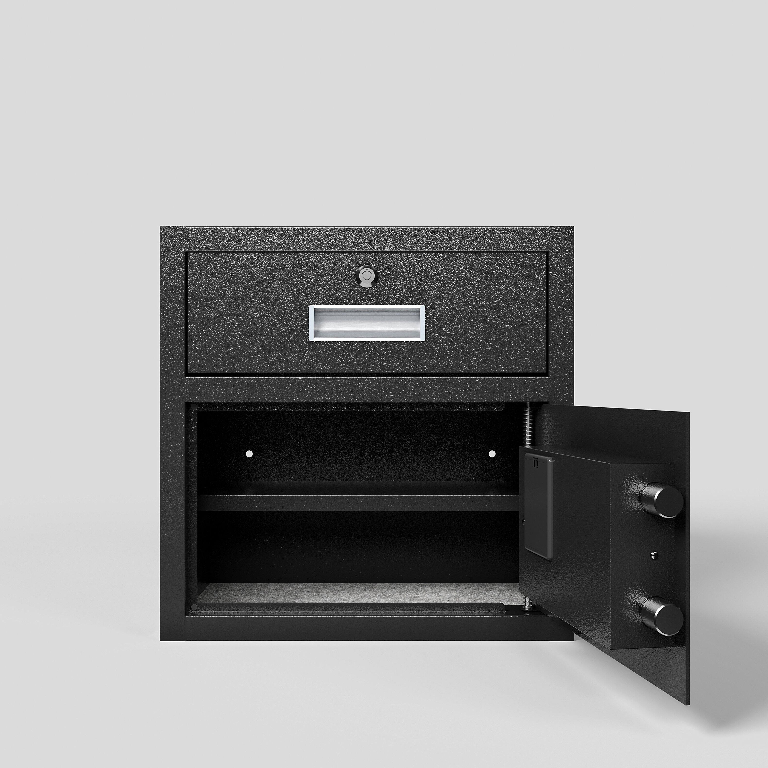 Back. GOODSILO - Steel Security Safe & Lock Box with Electronic Keypad - Secure Cash, Jewelry, ID Documents, 1.69 Cubic Feet - Black.