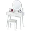 Front. Costway - Costway Vanity Dressing Table Set Touch Screen 3 Lighting Modes Mirror Padded Stool - White.