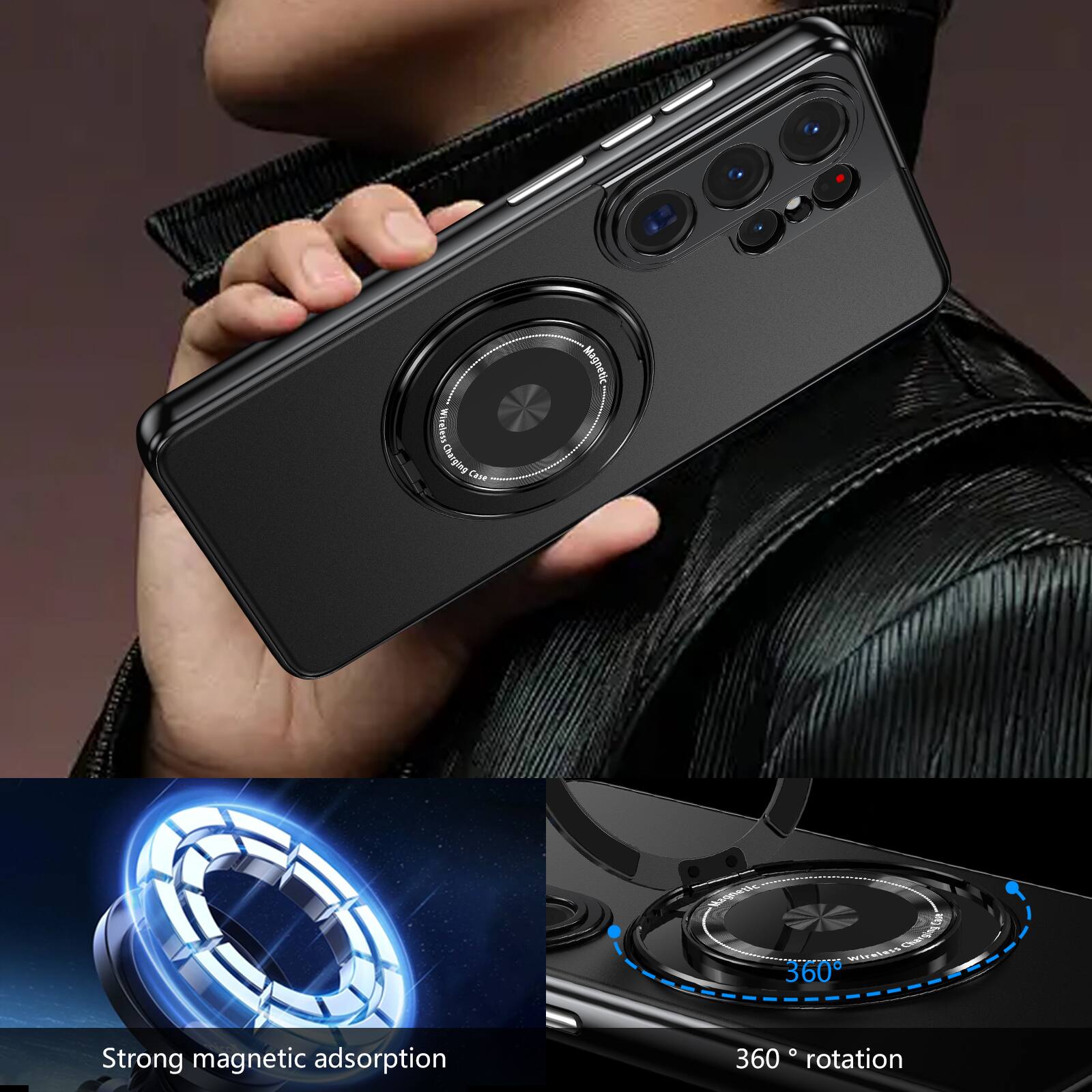 WineleuCharyieg Wireless Case Magnetic 360 Strong magnetic adsorption 360° rotation