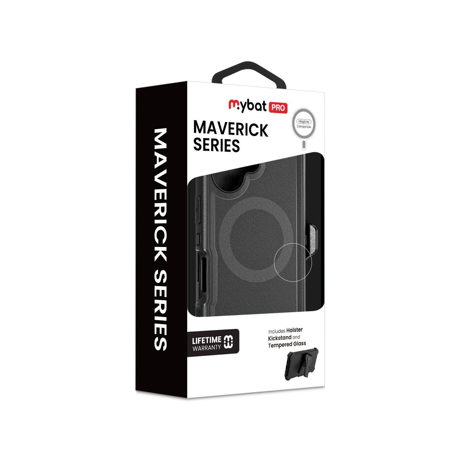 mybat PRO  
MAVERICK SERIES  

MAVERICK SERIES  

LIFETIME WARRANTY  

Includes Holster, Kickstand, and Tempered Glass  

Lifetime Warranty