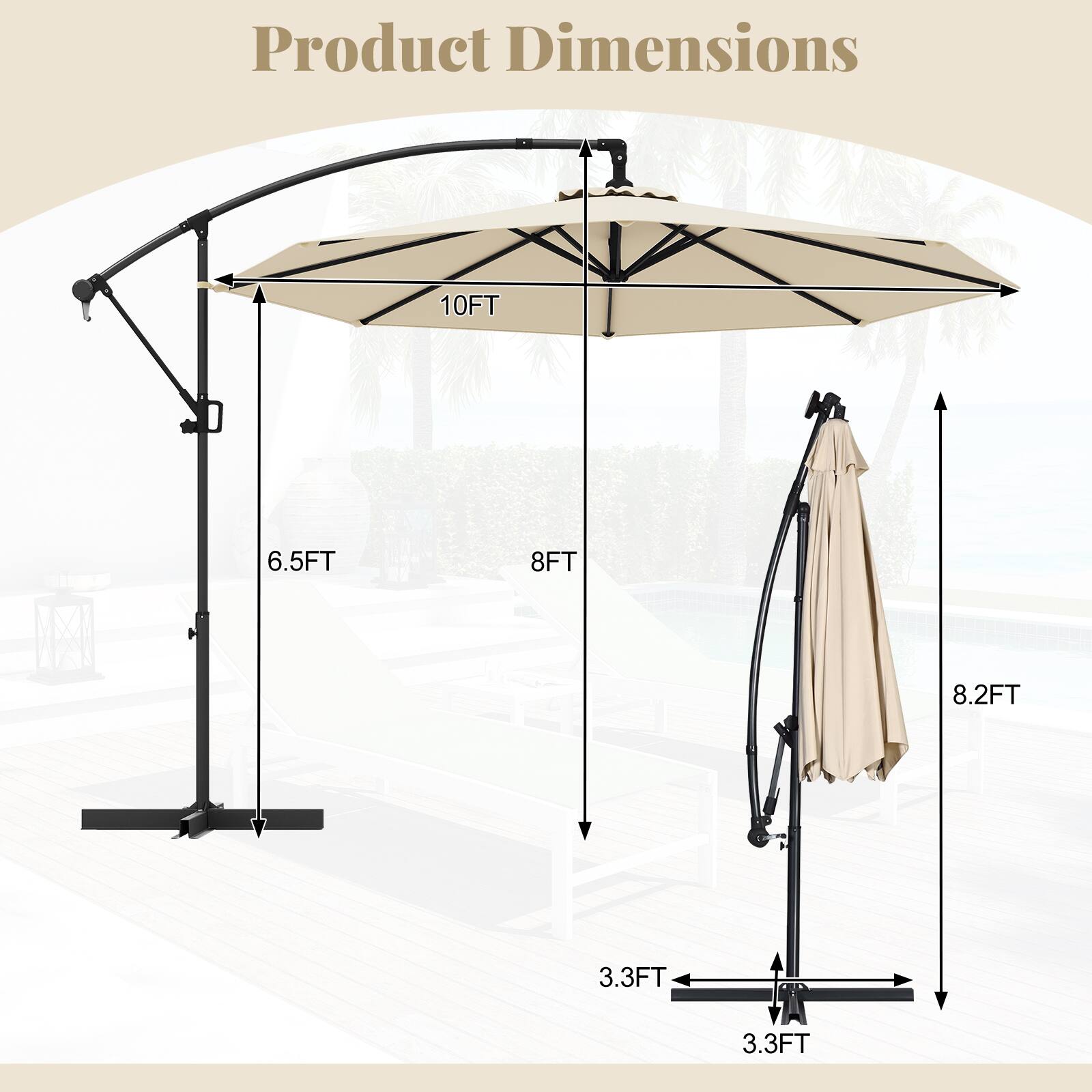 Product Dimensions: 10FT, 6.5FT, 8FT, 8.2FT, 3.3FT, 3.3FT