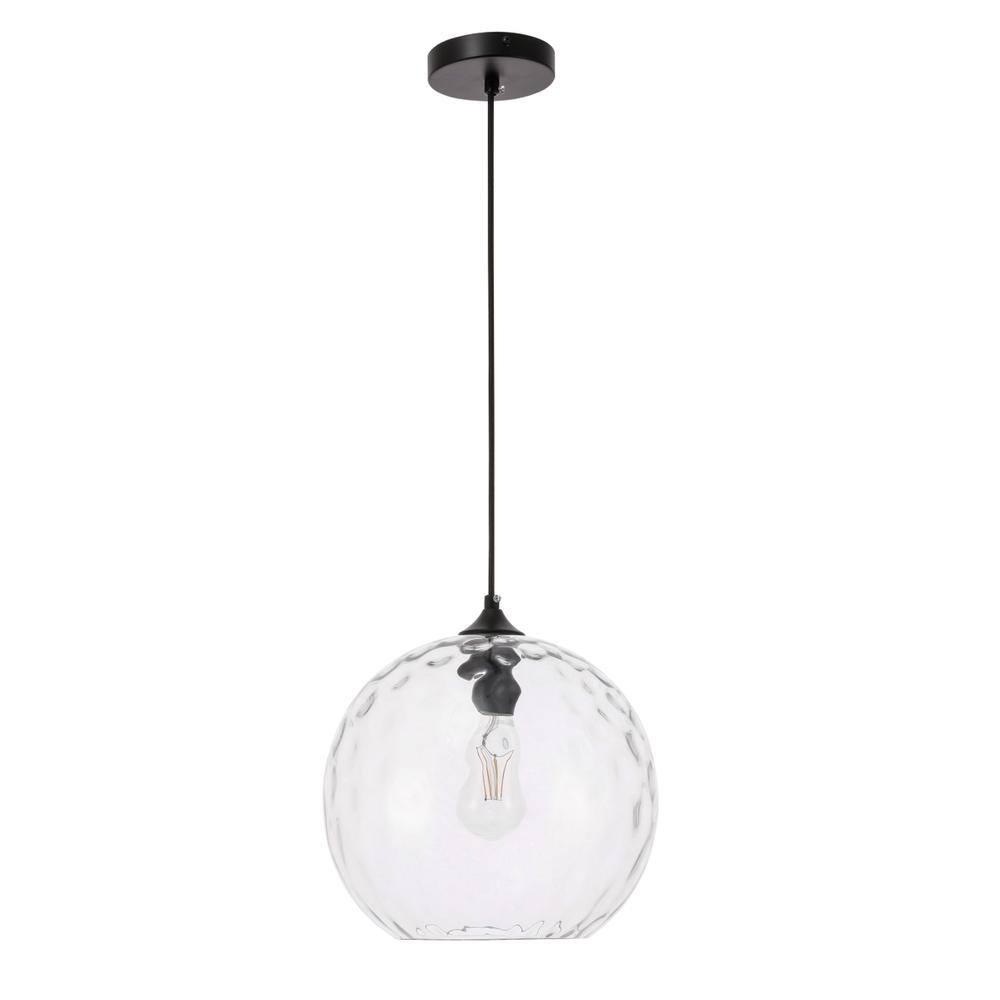 Alt View 8. Living District - Gibson 1 light Black and Clear glass pendant - Black And Clear Glass.