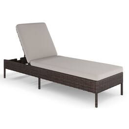 Martha Stewart - Bedford Outdoor Rattan Wicker Chaise Lounge Chair with All-Weather Cushions - Brown
