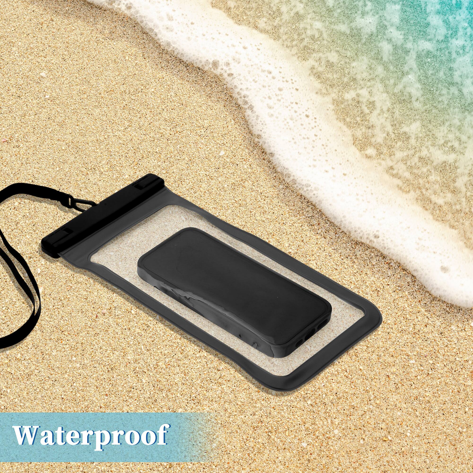 Alt View 1. Unique Bargains - 2pcs Mobile Waterproof Bag Universal Waterproof Case Compatible for Phone 5.51"x10.43" - Black.