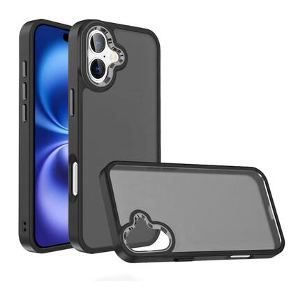 Front. Kitcheniva - Smooth Thick Acrylic Phone Case Metal Buttons With Tempered Glass For iPhone 17 Black - Black.