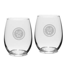 Jardine - Capital University Crusaders Logo 15oz. 2-Piece Stemless Wine Glass Set - Multicolor