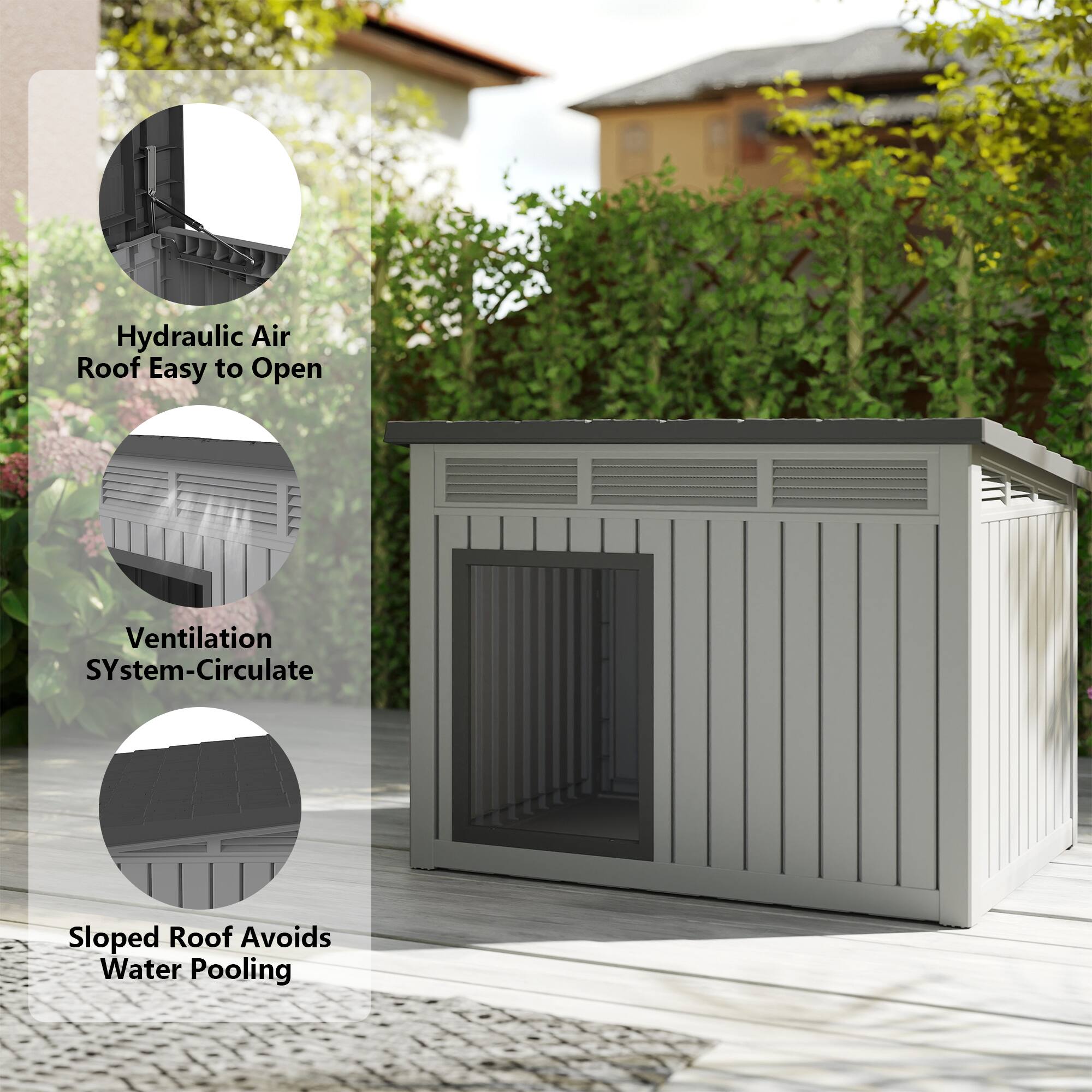 Hydraulic Air Roof Easy to Open  
Ventilation System-Circulate  
Sloped Roof Avoids Water Pooling