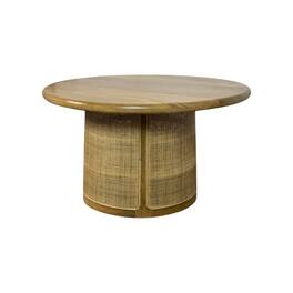 Carolina Chair & Table - Marlowe 30" Cane Drum Base Coffee Table - Blonde Acacia - Beige