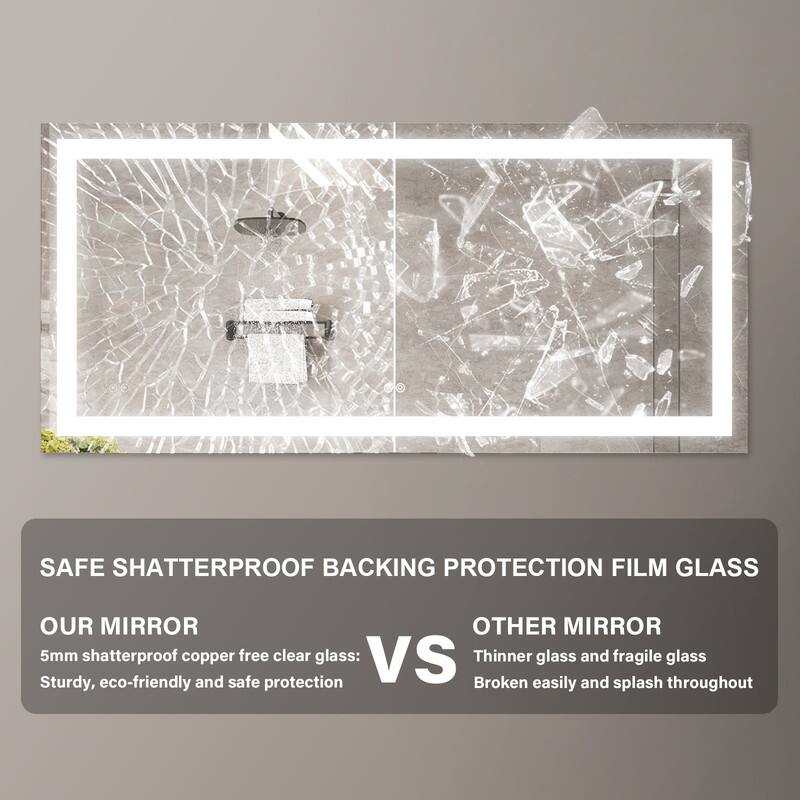 SAFE SHATTERPROOF BACKING PROTECTION FILM GLASS

OUR MIRROR
5mm shatterproof copper free clear glass:
Sturdy, eco-friendly and safe protection

VS

OTHER MIRROR
Thinner glass and fragile glass
Broken easily and splash throughout