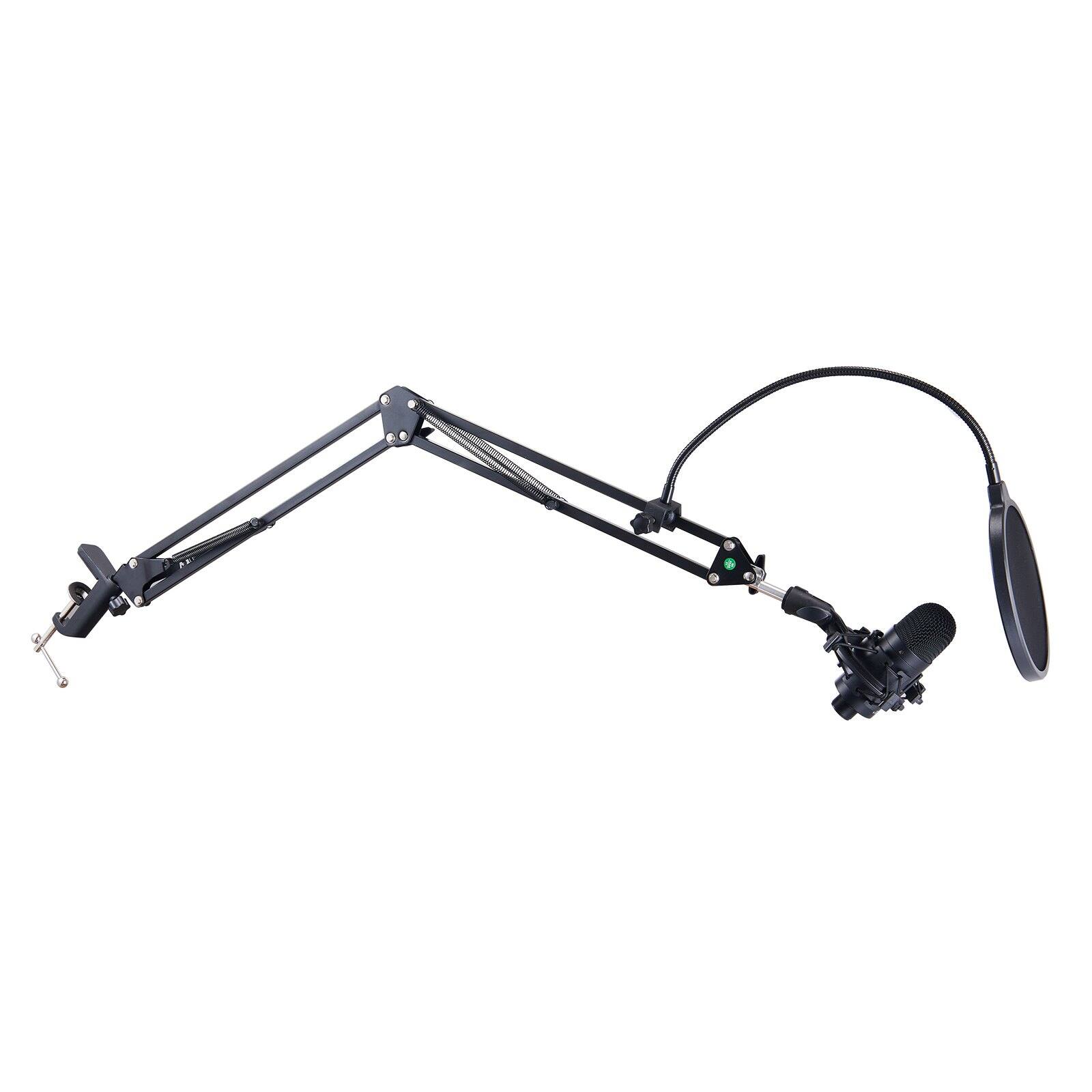 Alt View 10. Glintex - USB Microphone, 192kHz/24-bit Condenser Mic Kit with Boom Arm, Pop Filter, Shock Mount, Mute Button and Headphone Jack.