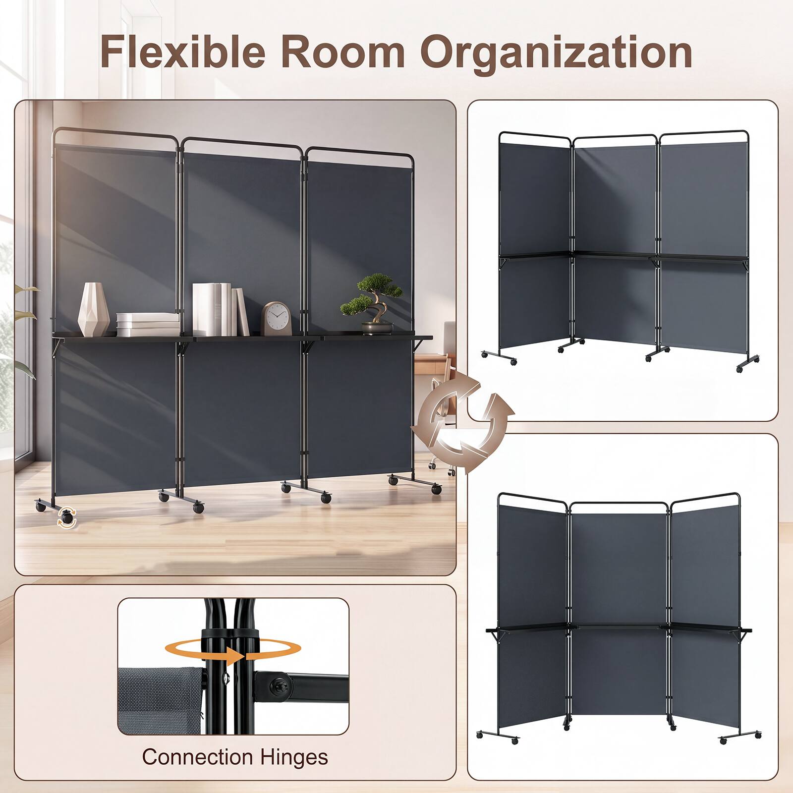 Flexible Room Organization

Connection Hinges
