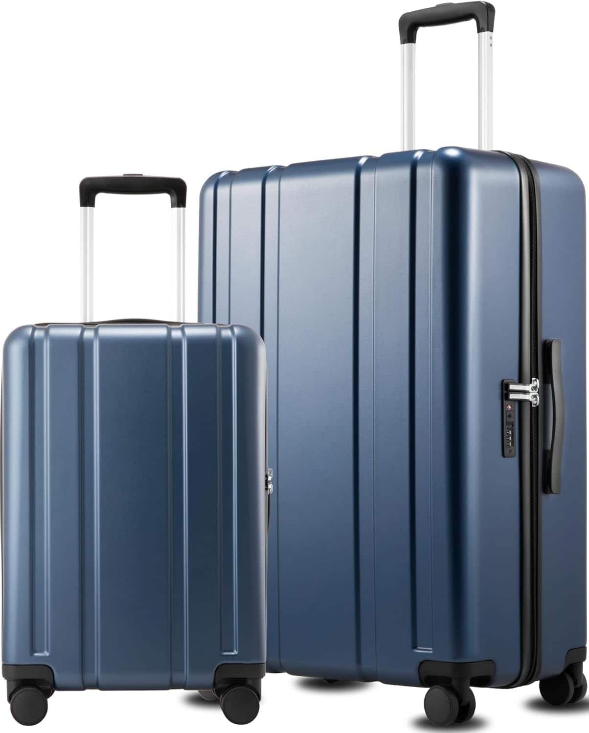 LUGGEX - 20" & 28" 2-Piece Luggage Set, PC Hardside Suitcase with Spinner Wheels & TSA Lock - L2NX - Blue