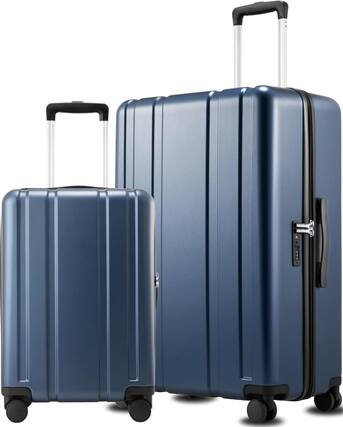 Front. LUGGEX - LUGGEX 20" & 28" 2-Piece Luggage Set, PC Hardside Suitcase with Spinner Wheels & TSA Lock - L2NX - Blue.