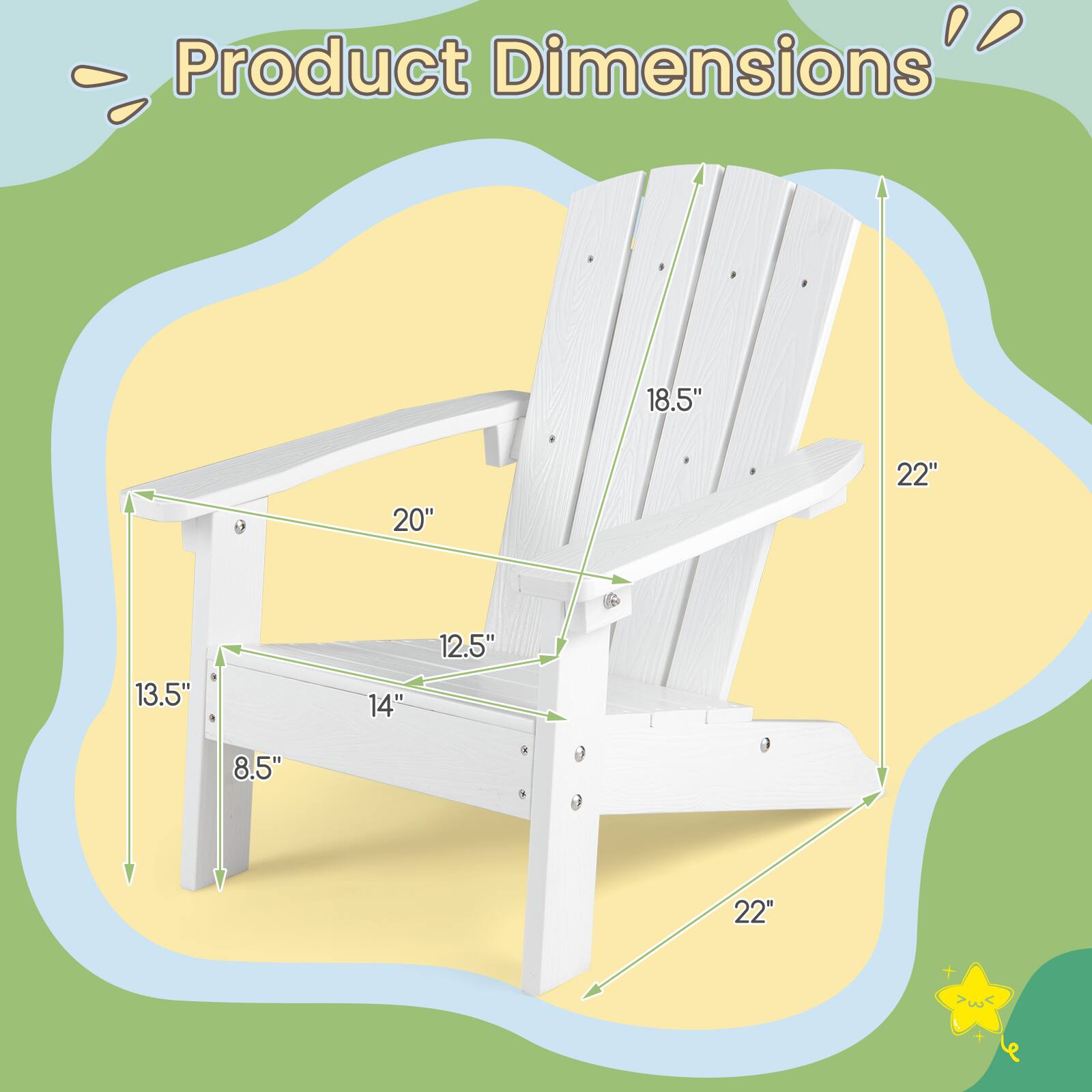 Product Dimensions
18.5"
20"
22"
13.5"
14"
12.5"
8.5"