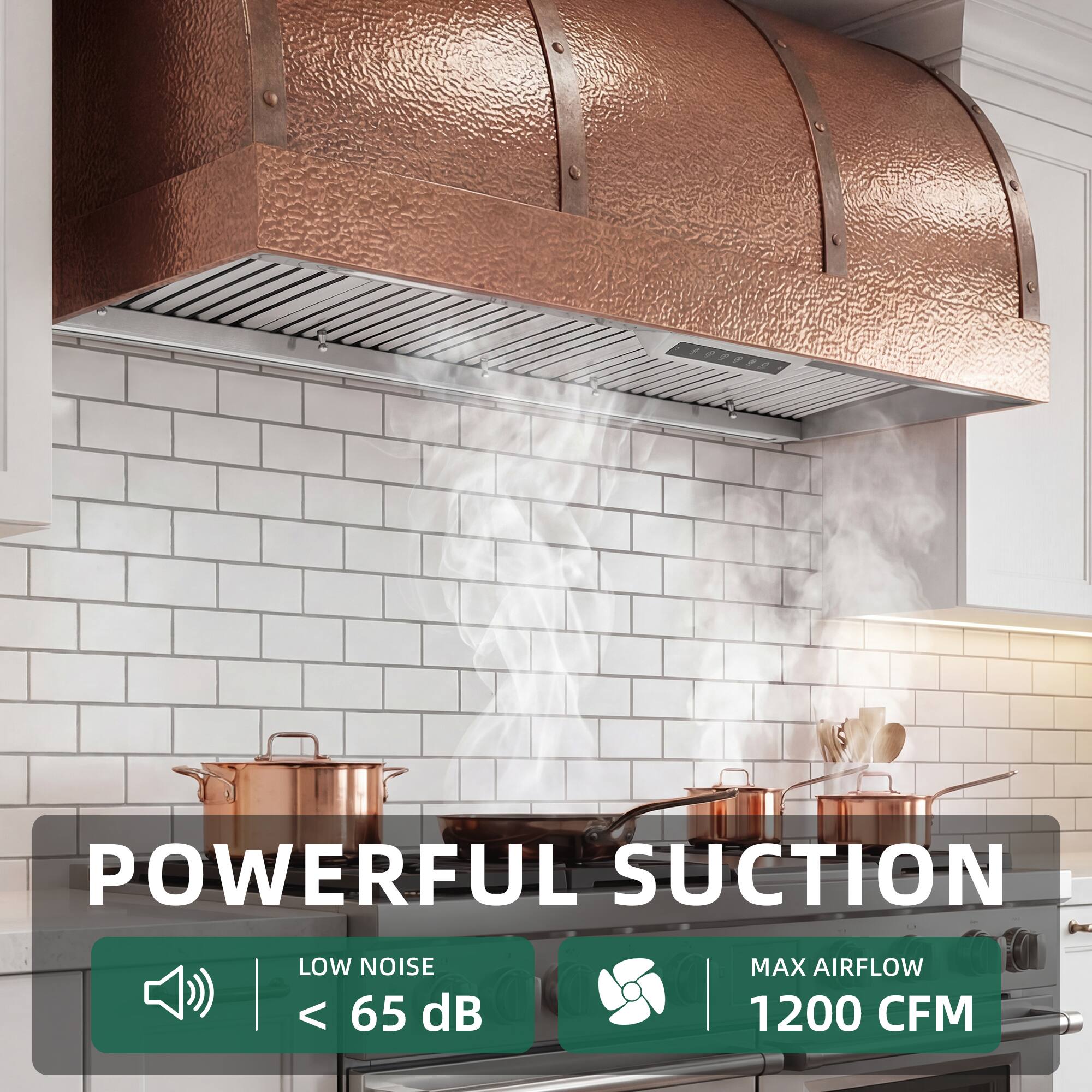 POWERFUL SUCTION  
LOW NOISE < 65 dB  
MAX AIRFLOW 1200 CFM