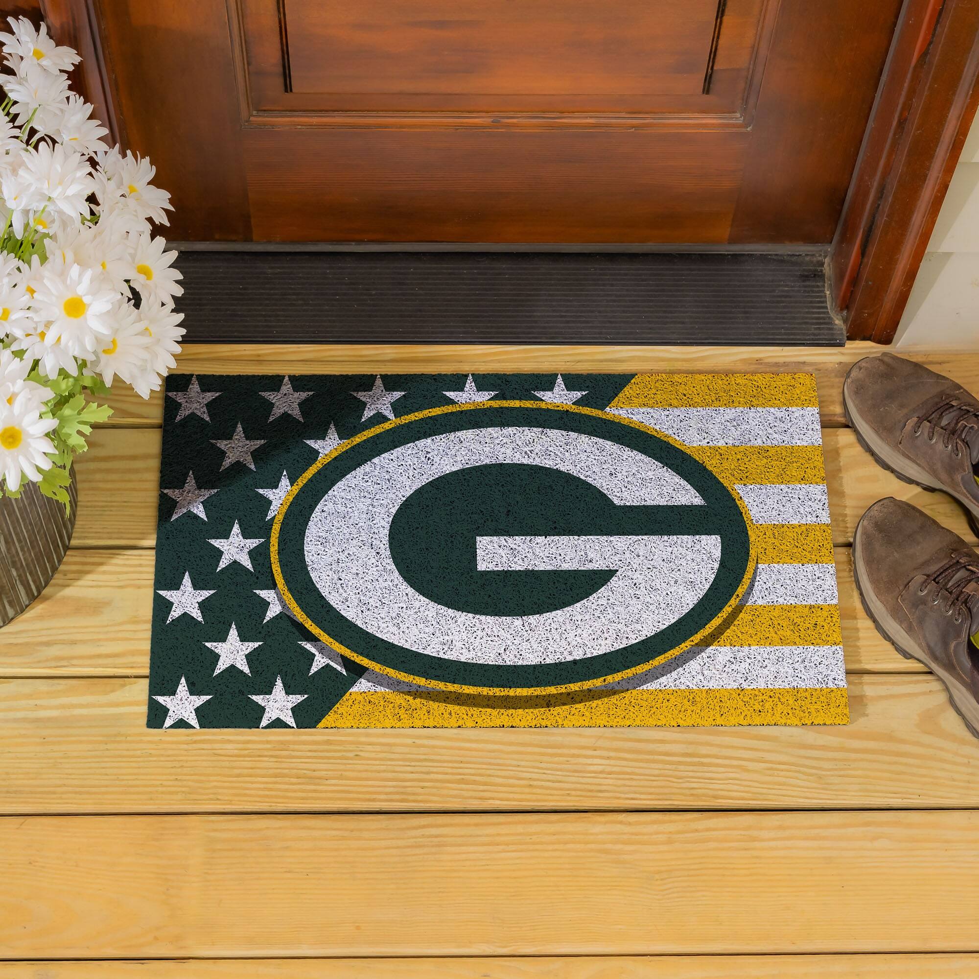 Alt View 3. Evergreen Enterprises - Green Bay Packers 16" x 28" Stars & Stripes Patriotic Turf Mat - Multicolor.
