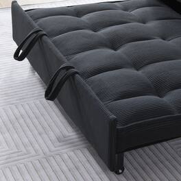 GOODSILO - Elegant 55-Inch Velvet Sofa Bed with Storage Pockets - Three-in-One Convertible Design - Dark Gray