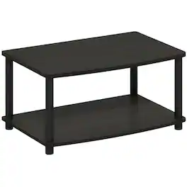 FurniFact - Espresso/Black Turn-N-Tube 2-Tier Elevated TV Stand with No Tools Assembly - Brown Black