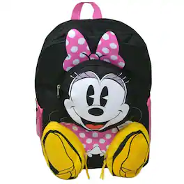 UPD - Disney Minnie Mouse Front Body 16" Backpack with 3D 3 Zipper Pockets - Multicolored
