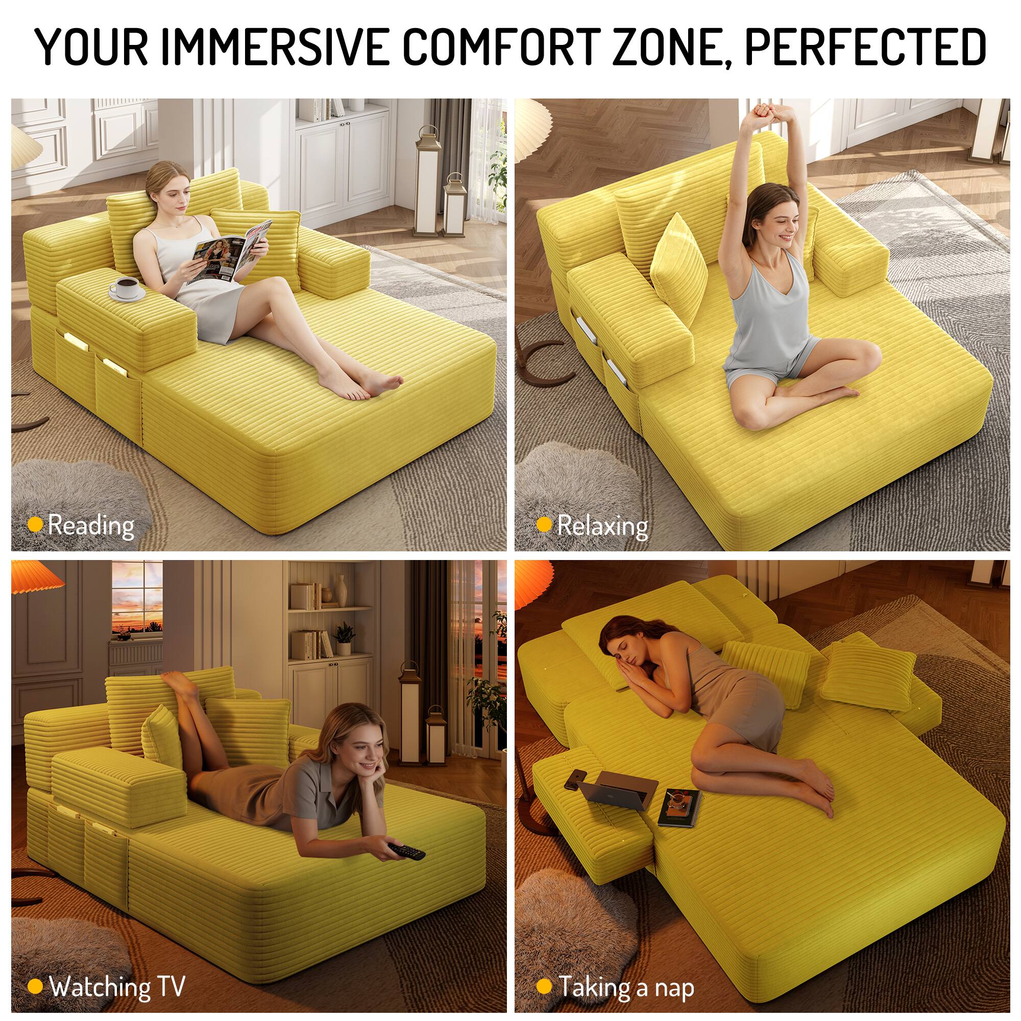 YOUR IMMERSIVE COMFORT ZONE, PERFECTED

- Reading
- Relaxing
- Watching TV
- Taking a nap