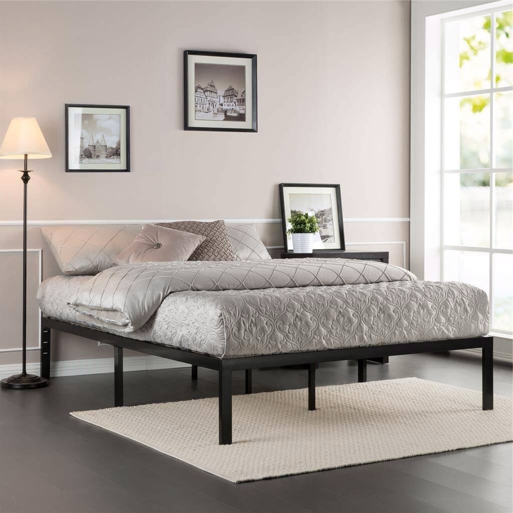 Angle. Hivvago - Hivvago Twin size Metal Platform Bed Frame with Wood Slats - Black.