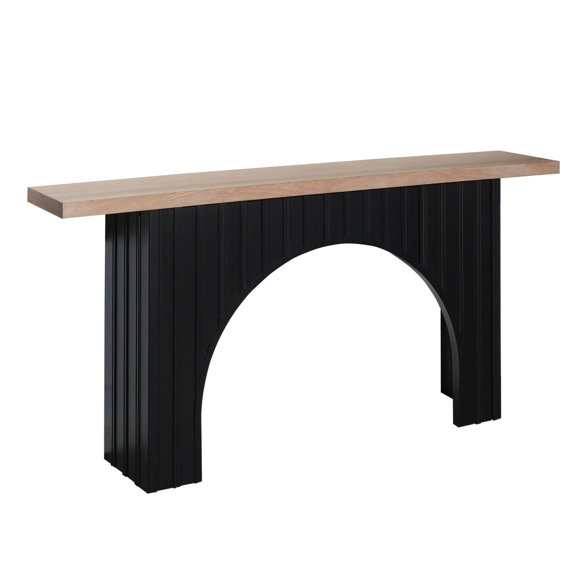 Alt View 6. GOODSILO - Modern Minimalist Console Table with Arch Base and Wood Top, Long Entryway Table for Living Room or Hallway - Black+Natural.