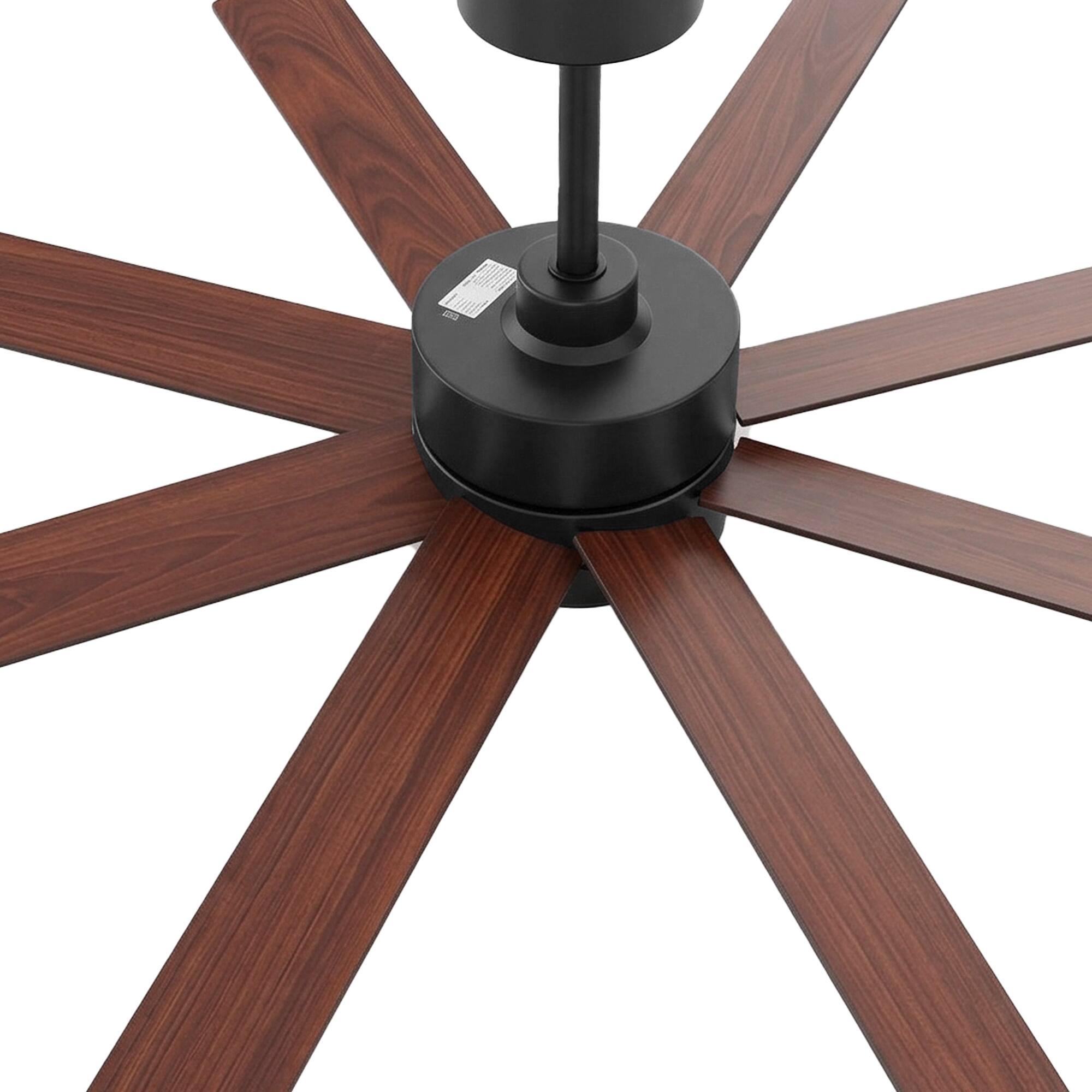 Alt View 10. Breezary - 52-Inch Ceiling Fan with LED Light, 8 Blades, 6-Speed Remote, Tri-Color Dimmable Light, Acrylic Shade, Downrod Mount - Black and Walnut.