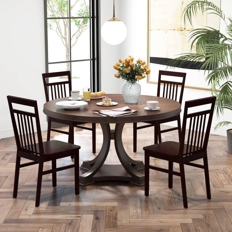 Left. SlickBlue - Modern Farmhouse Wooden Dining Chairs Set of 2 with High Back, Supports 280 lbs - Cappuccino.