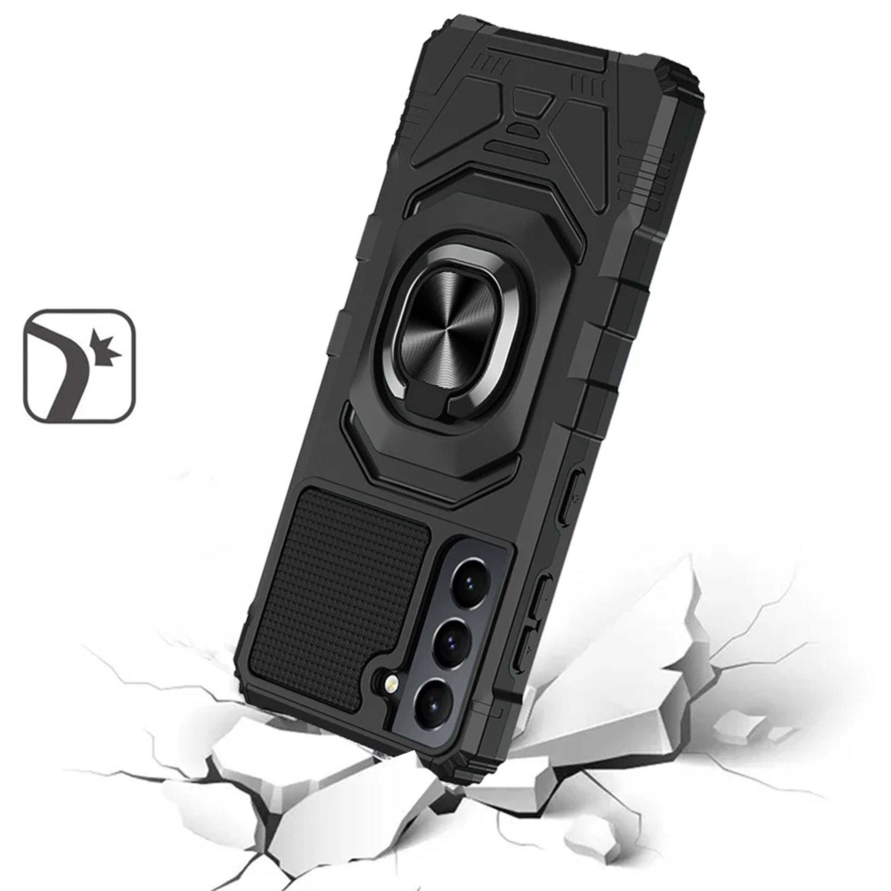 Angle. Kitcheniva - Magnetic Ring Stand Case For Samsung S23 FE 5G Rugged Protection Black - Black.