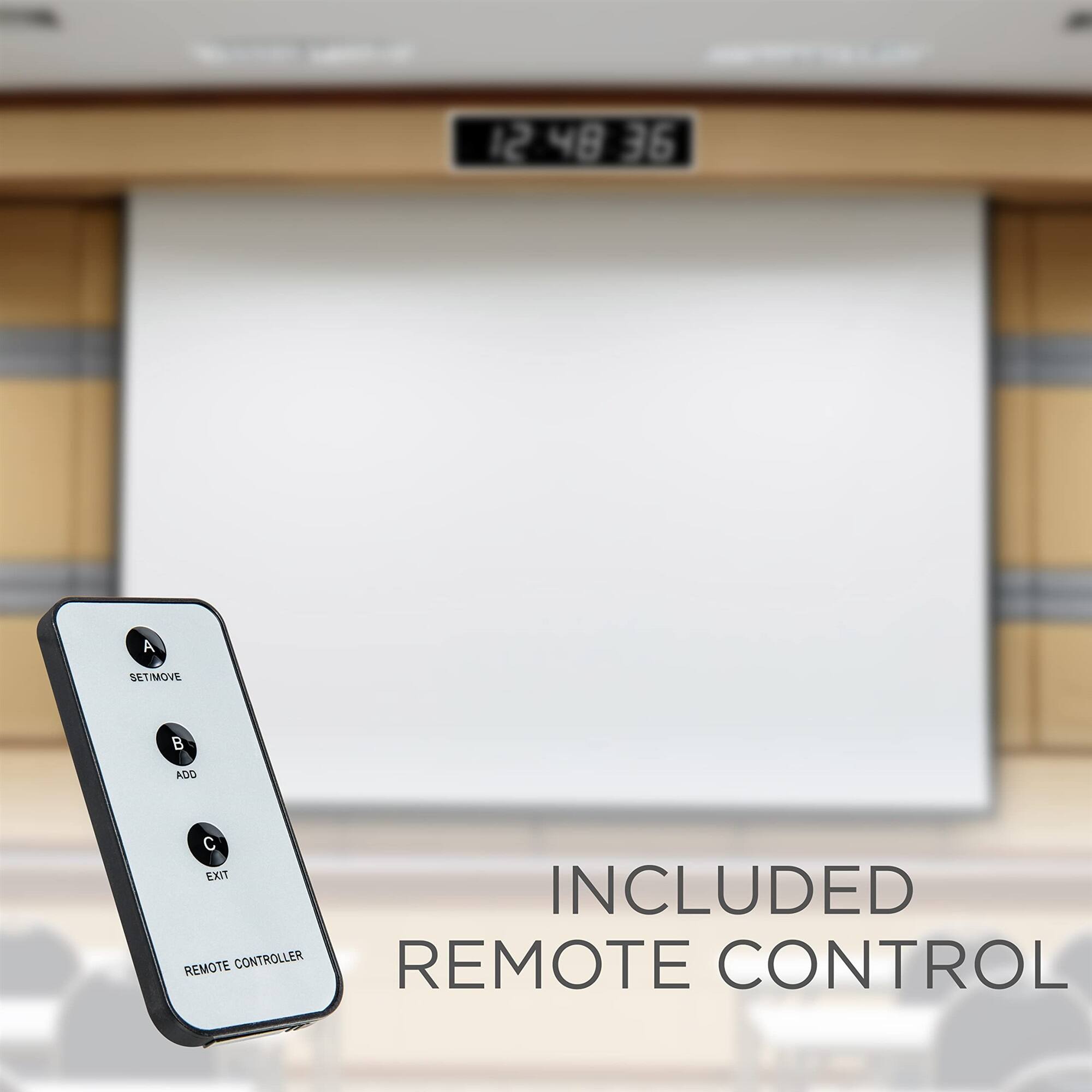 12:48 36, A SET/MOVE, B ADD, C EXIT, INCLUDED REMOTE CONTROL, REMOTE CONTROLLER