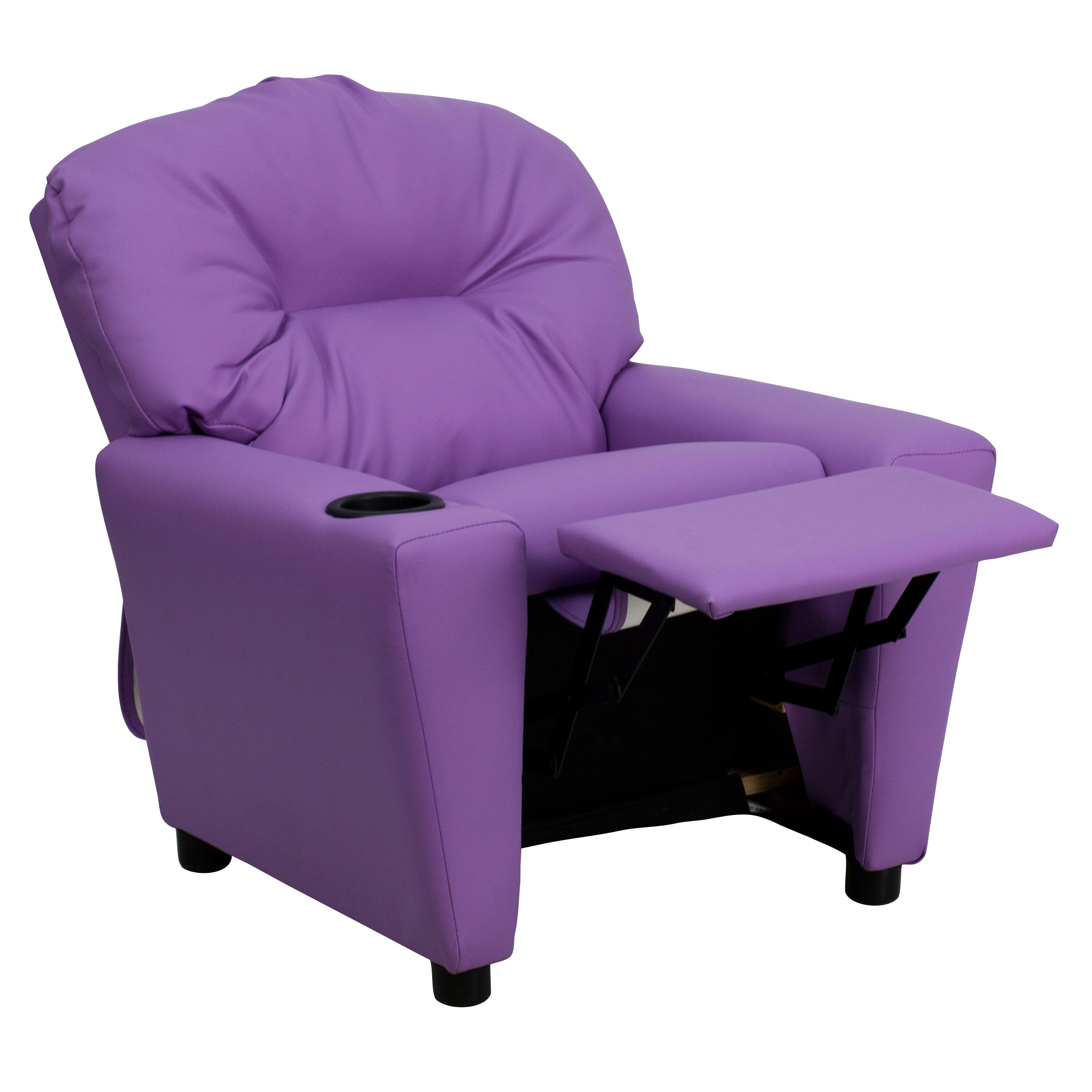 Alt View 8. Emma + Oliver - Contemporary Kids Recliner with Cup Holder - Lavender Vinyl.