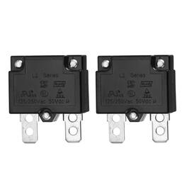 Unique Bargains - 2pcs 14A Push Button Circuit Breaker, 125/250V AC,50V DC, Automatic Reset Thermal Overload Protector for Industrial - Black
