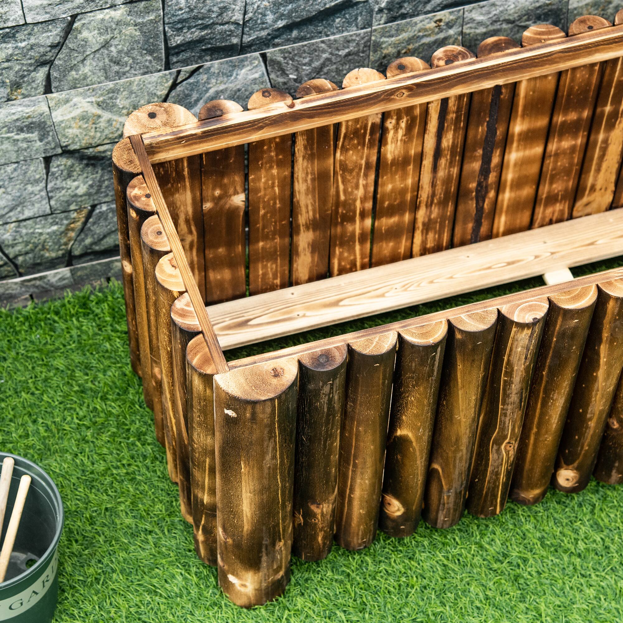 Alt View 8. Outsunny - 39" x 16" x 16" Raised Garden Bed, Raised Planter Box, Wooden Planter Raised Bed - Brown.