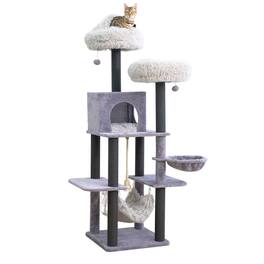 Catry - Bradbury 7-Level 62.5” Modern Cat Tree with Replaceable Parts, Washable Beds - Brown