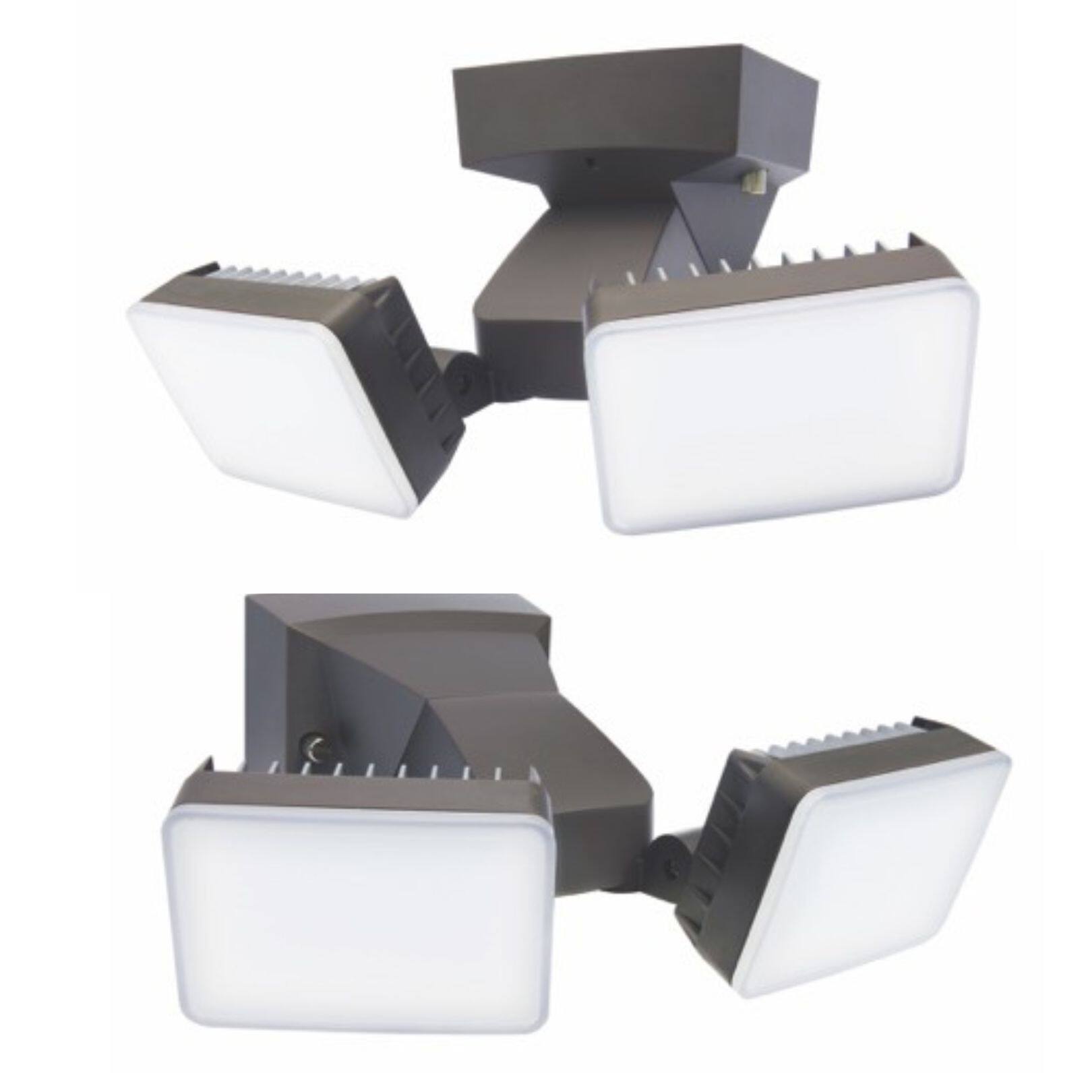 Left. IQ America - IQ America LED Outdoor Weatherproof Dusk-to-Dawn Security Flood Light w Timer 2100 Lumens Eave or Wall Mount BZ - Bronze.