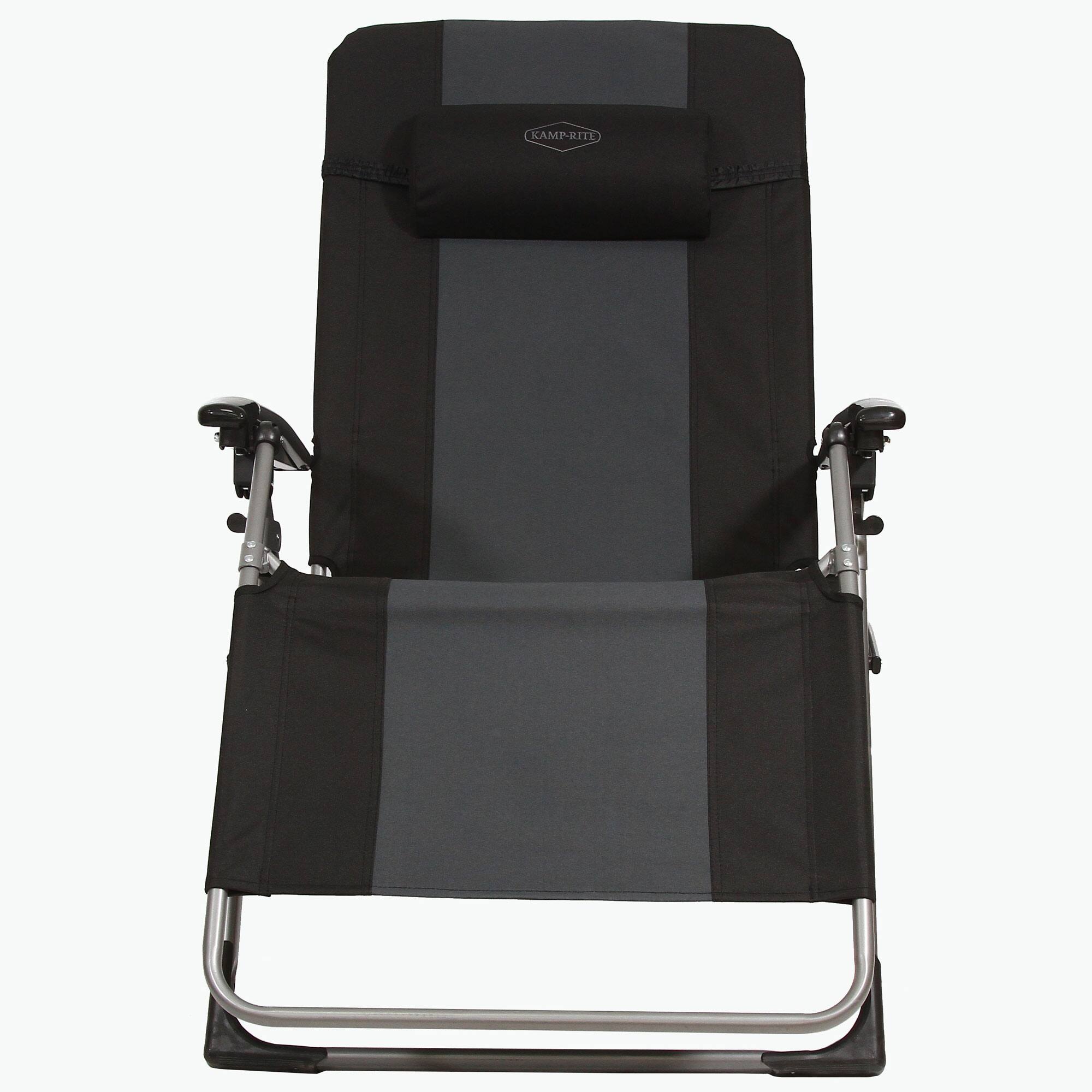 Alt View 2. Kamp-Rite - Kamp-Rite Outdoor Folding Recliner Zero Gravity Chair w/Head Pillow, Gray/Black - Gray/Black.