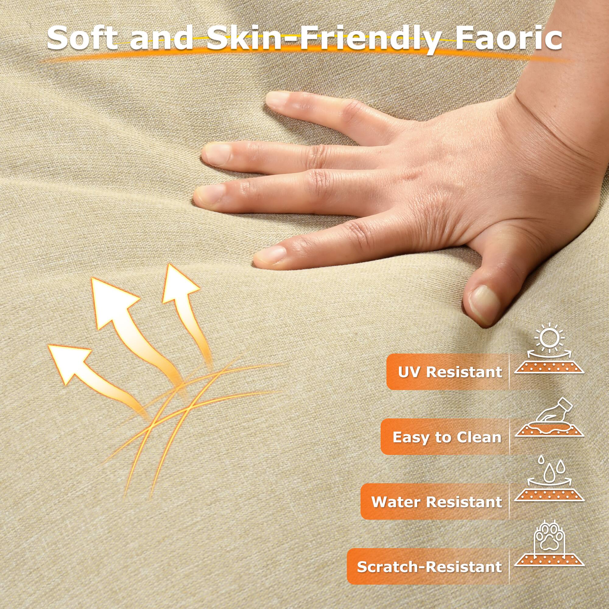 Soft and Skin-Friendly Faoric

- UV Resistant
- Easy to Clean
- Water Resistant
- Scratch-Resistant