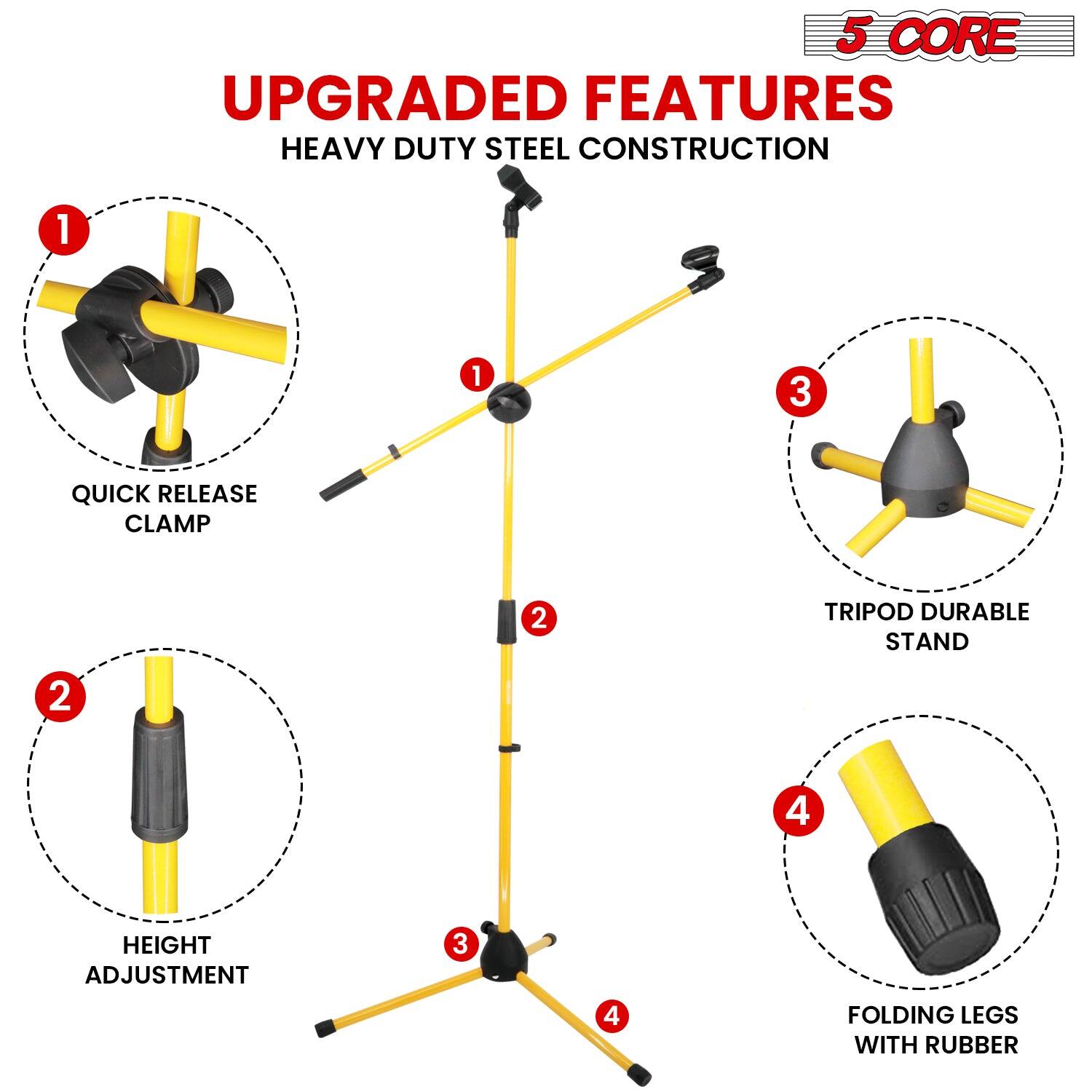 5 CORE UPGRADED FEATURES HEAVY DUTY STEEL CONSTRUCTION
1 QUICK RELEASE CLAMP
2 HEIGHT ADJUSTMENT
3 TRIPOD DURABLE STAND
4 FOLDING LEGS WITH RUBBER