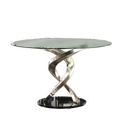 Manhattan Lane - Contemporary Round Dining Table with Swirl Metal Base - Black/Silver