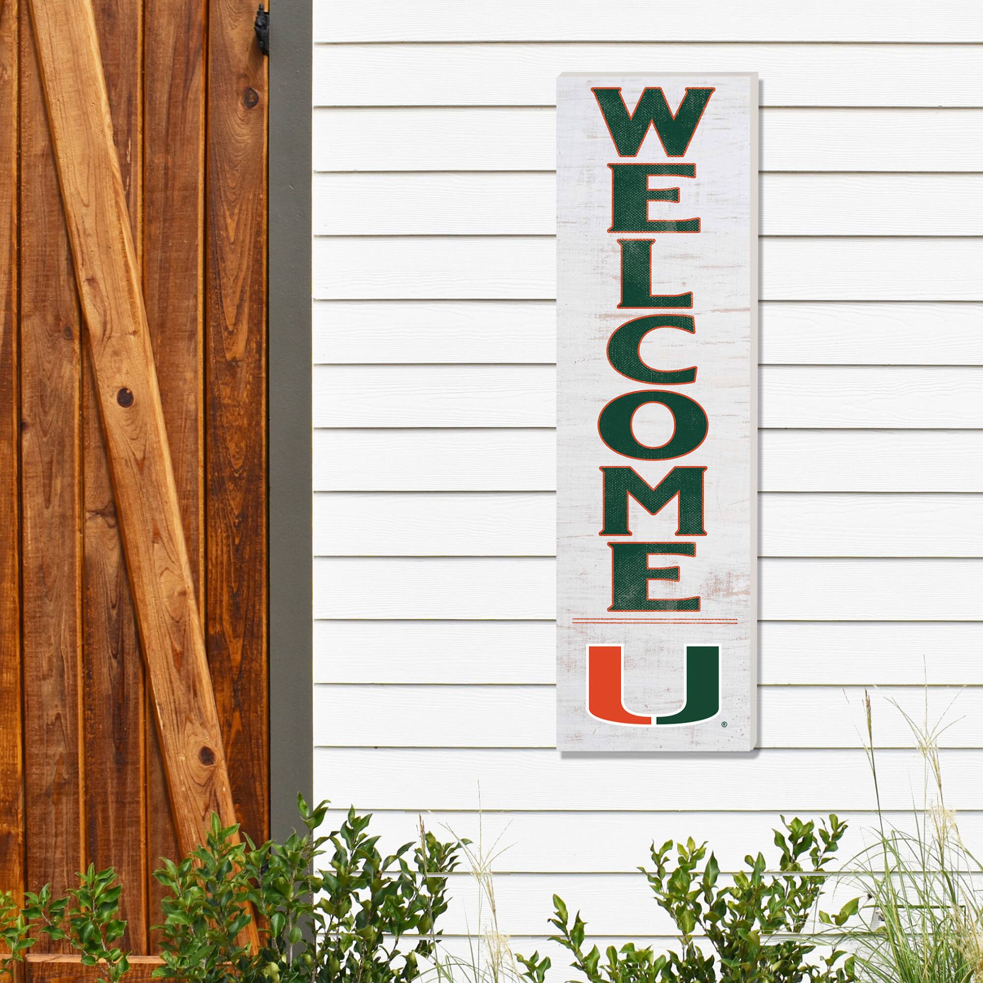 Alt View 1. Jardine - Miami Hurricanes 10'' x 35'' Indoor/Outdoor Welcome Sign - White.